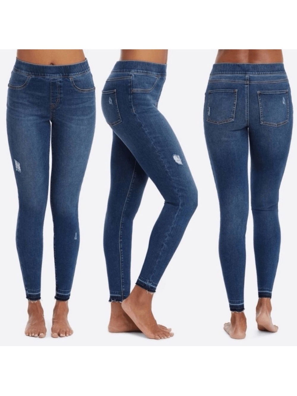 SPANX Distressed Skinny Jeans Medium Wash Women's Size Medium